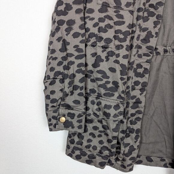Knox Rose Women's Charcoal Grey Leopard Print Button Utility Jacket Size XS - Picture 4 of 7
